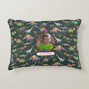 Dinosaur Personalized Boys Photo and Name Decorative Cushion