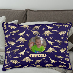 Dinosaur Personalized Boys Photo and Name Decorative Cushion