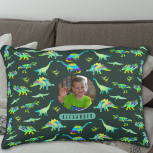 Dinosaur Personalized Boys Photo and Name Decorative Cushion