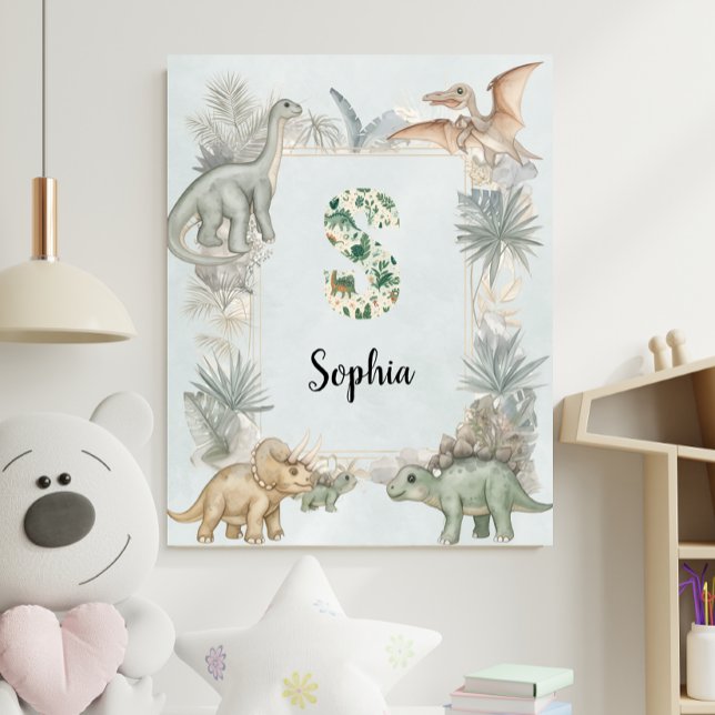 Dinosaur Personalized Name Monogram S Nursery Poster (Creator Uploaded)
