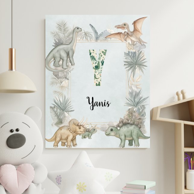 Dinosaur Personalized Name Monogram Y Nursery Poster (Creator Uploaded)