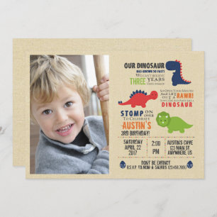 Dinosaur Photo Birthday Inviations Invitation