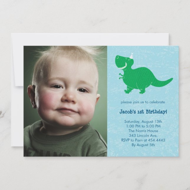 Dinosaur Photo Birthday Invitations (Front)
