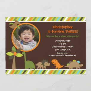 Dinosaur Photo Birthday Party Invitation