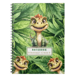 Dinosaur Photo Spiral Notebook With Custom Name
