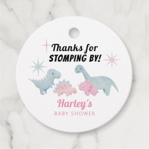 Dinosaur Pink Baby Shower Stomping By Favour Tags
