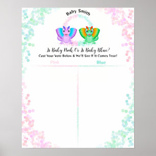 Dinosaur Pink Or Blue Gender Reveal Voting Sign