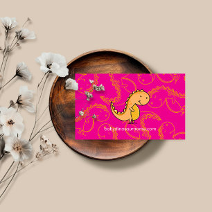 Dinosaur pink orange business card