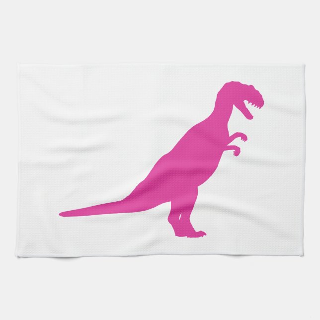 Dinosaur Pink Tea Towel (Horizontal)
