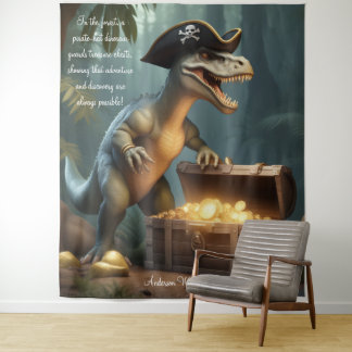 Dinosaur Pirate Hat Forest Personalised Tapestry