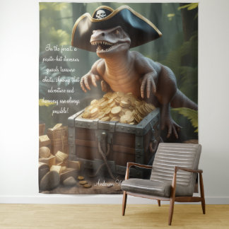 Dinosaur Pirate Hat Forest Personalised Tapestry