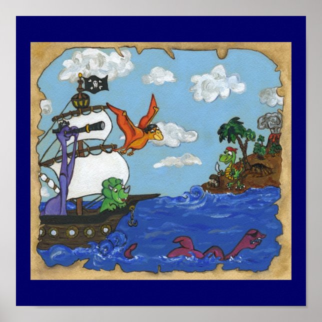 Dinosaur Pirate Ship Poster (Front)