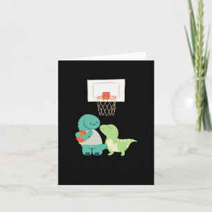 Dinosaur Playing Basketball - Cute Card
