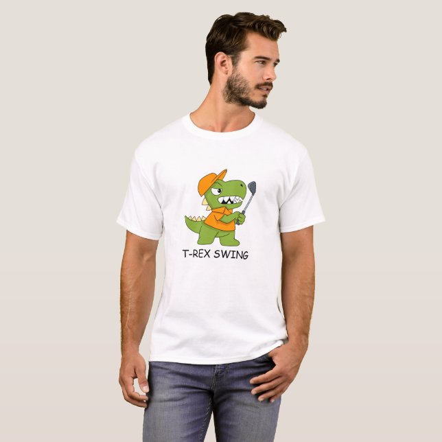 dinosaur playing golf dinosaur golf shirt (Front Full)