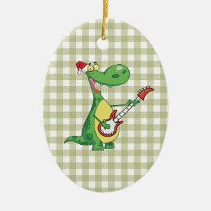 dinosaur playing guitar ceramic tree decoration