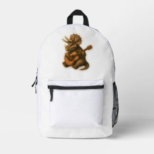 Dinosaur Playing Guitar Printed Backpack