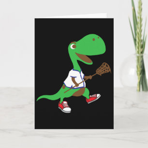 Dinosaur Playing Lacrosse Cool Dino Team Sport Gif Card
