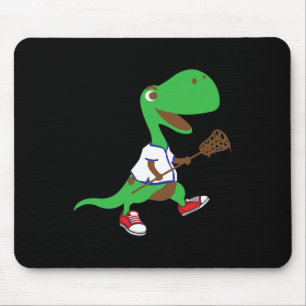 Dinosaur Playing Lacrosse Cool Dino Team Sport Gif Mouse Mat