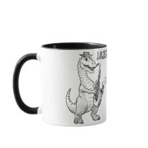 Dinosaur playing saxophone Mug