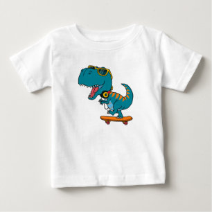 dinosaur playing skateboard baby T-Shirt