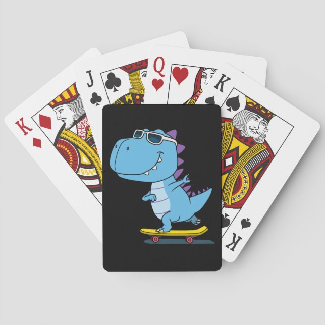 dinosaur playing skateboard playing cards (Back)