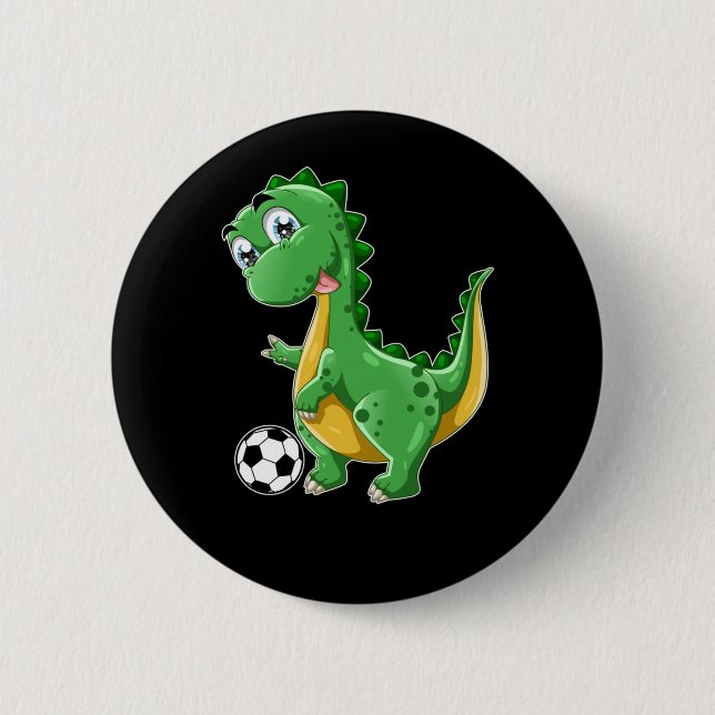 Dinosaur playing Soccer Dino Sports 6 Cm Round Badge (Front)