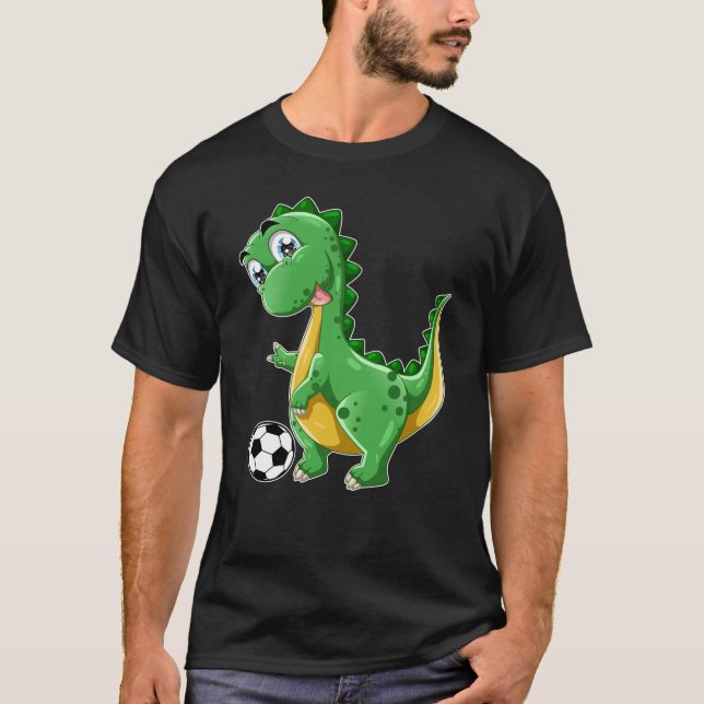 Dinosaur playing Soccer Dino Sports T-Shirt (Front)