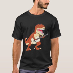 Dinosaur Playing Ukulele Guitar Funny Boys T-Rex T-Shirt