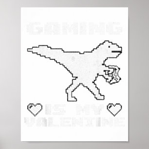 Dinosaur Playing Video Games Funny Gaming For Vale Poster