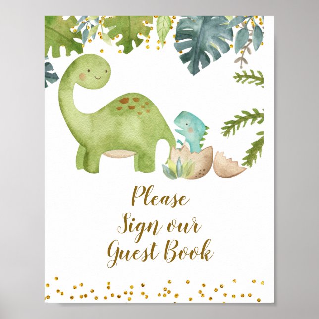 Dinosaur Please Sign our Guest Book Baby Shower (Front)