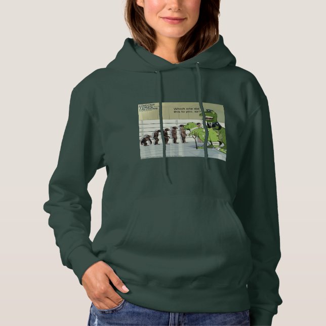 Dinosaur Police Lineup Funny Comic Hoodie (Front)