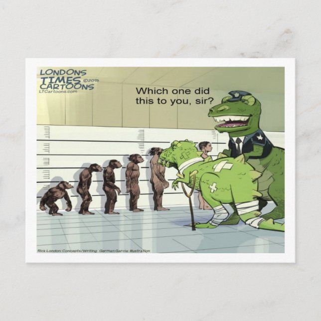 Dinosaur Police Lineup Funny Postcard (Front)