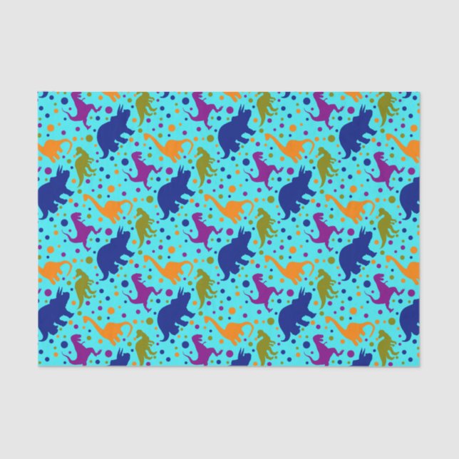 Dinosaur polka dot colourful for baby kids tissue paper (Front)
