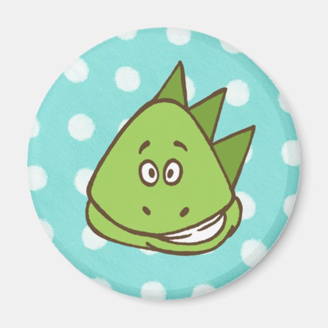 Dinosaur Polka Dot Magnet (in blue and green) (Front)