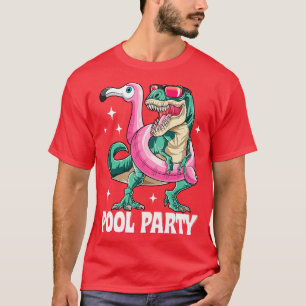 Dinosaur Pool Party Flamingo for Men Women Boys Gi T-Shirt
