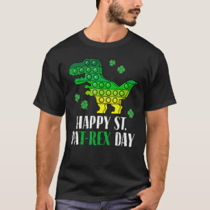 Dinosaur Popper Happy T Rex St Patrick's Day Irish T-Shirt