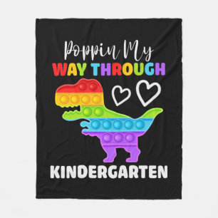 Dinosaur Poppin My Way Through Kindergarten Fleece Blanket