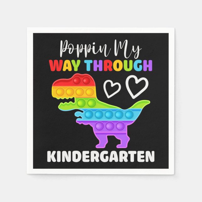 Dinosaur Poppin My Way Through Kindergarten Napkin (Front)