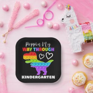 Dinosaur Poppin My Way Through Kindergarten Paper Plate