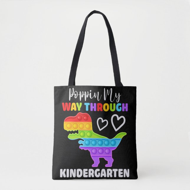 Dinosaur Poppin My Way Through Kindergarten Tote Bag (Front)
