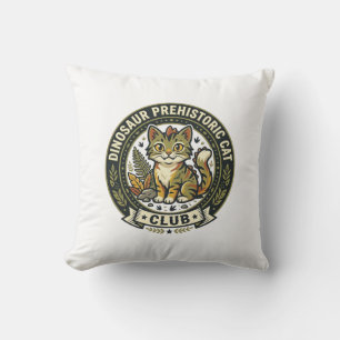 Dinosaur Prehistoric Cat Cat Graphic Tee Art - Din Cushion