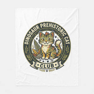 Dinosaur Prehistoric Cat Cat Graphic Tee Art - Din Fleece Blanket