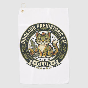 Dinosaur Prehistoric Cat Cat Graphic Tee Art - Din Golf Towel