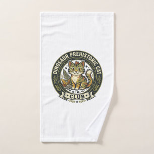 Dinosaur Prehistoric Cat Cat Graphic Tee Art - Din Hand Towel