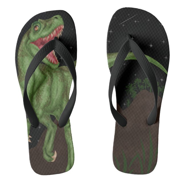 Dinosaur - Prehistoric Night Flip Flops (Footbed)