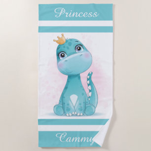 Dinosaur Princess Beach Towel