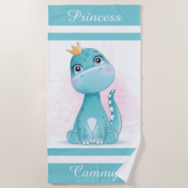 Dinosaur Princess Beach Towel (Front)