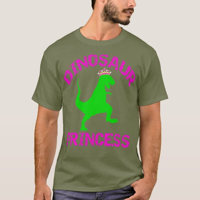 Dinosaur Princess  - Girls Tiara Dino T-Rex T-Shirt (Front)
