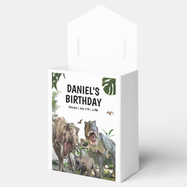 Dinosaur Printable birthday party, T rex Birthday Favour Box (Opened)