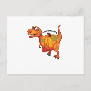 Dinosaur Pumpkasaurus Halloween Thanksgiving Holiday Postcard